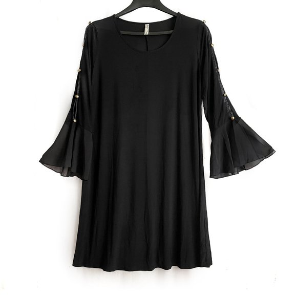 Perception women Dresses Elegant Black Dress Below Knee Flared